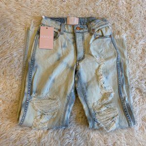 Revice Light Wash Distressed Holes Skinny Jeans